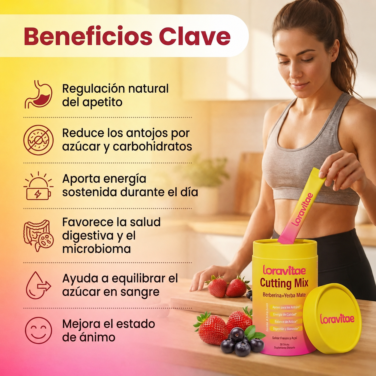 Elimina tus antojos y recupera tu figura. Cutting Mix® | Berberina + Yerba Mate