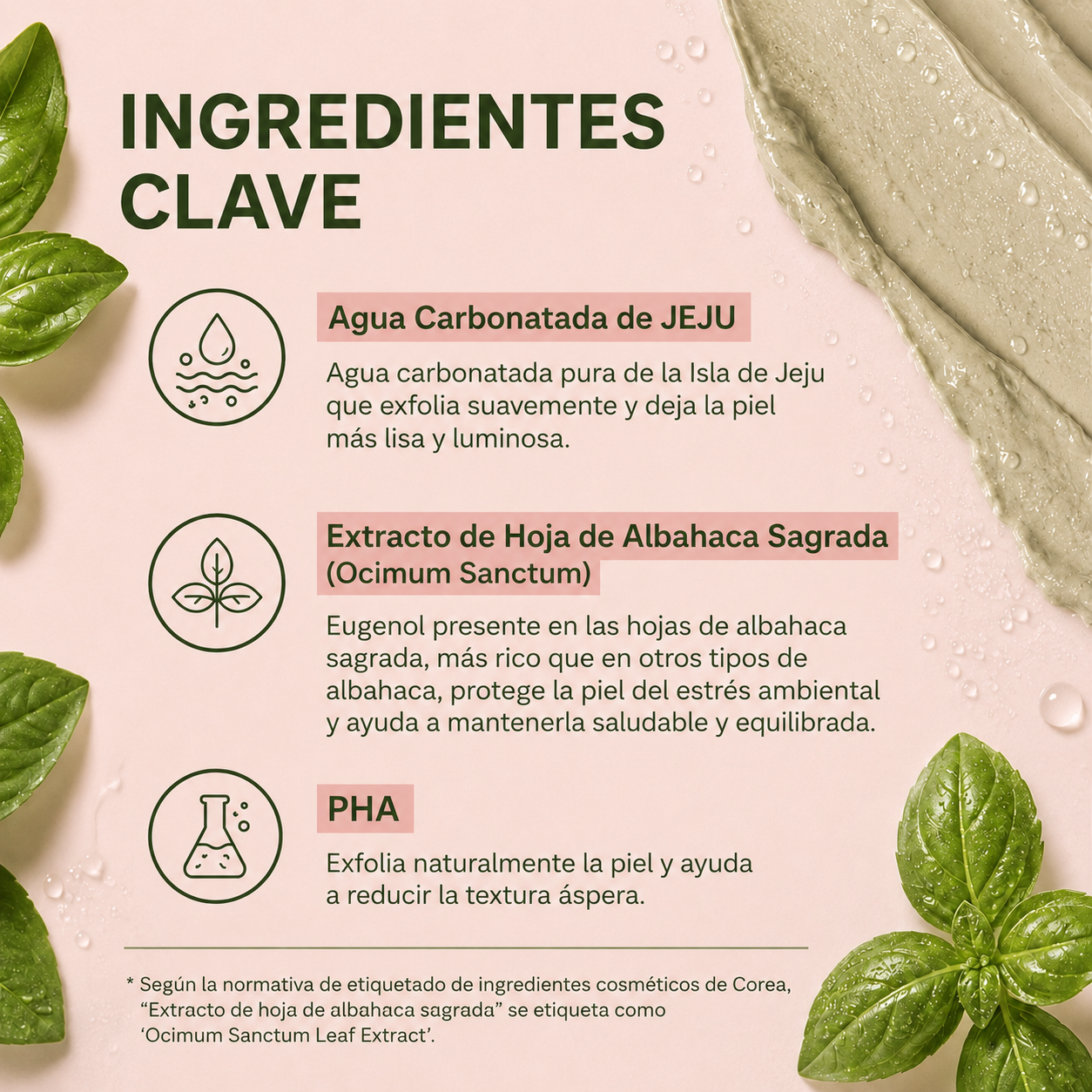 Mascarilla facial de burbujas profundas con albahaca sagrada