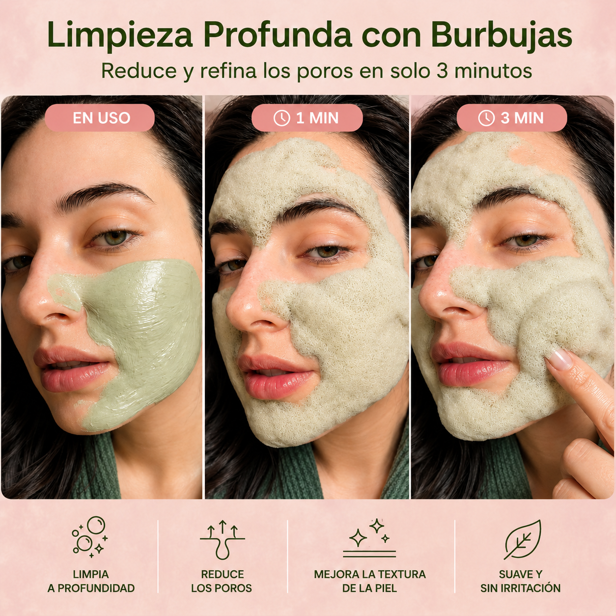 Mascarilla facial de burbujas profundas con albahaca sagrada