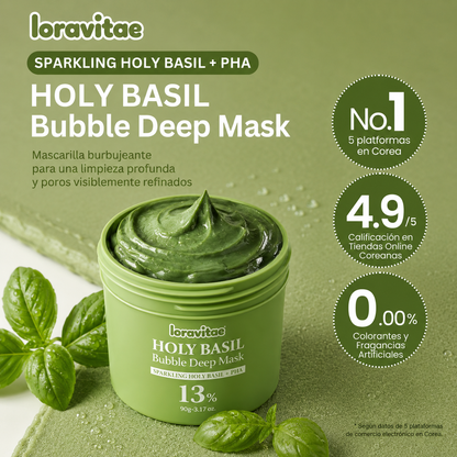 Mascarilla facial de burbujas profundas con albahaca sagrada