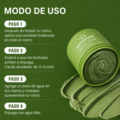 Mascarilla facial de burbujas profundas con albahaca sagrada