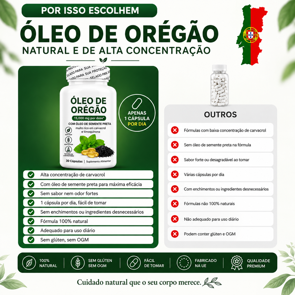 Óleo de Orégão Concentrado para Defesas, Digestão e Vitalidade
